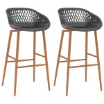 vidaXL Scaune de bar, 2 buc., gri vidaXL Scaune de bar, 2 buc., gri