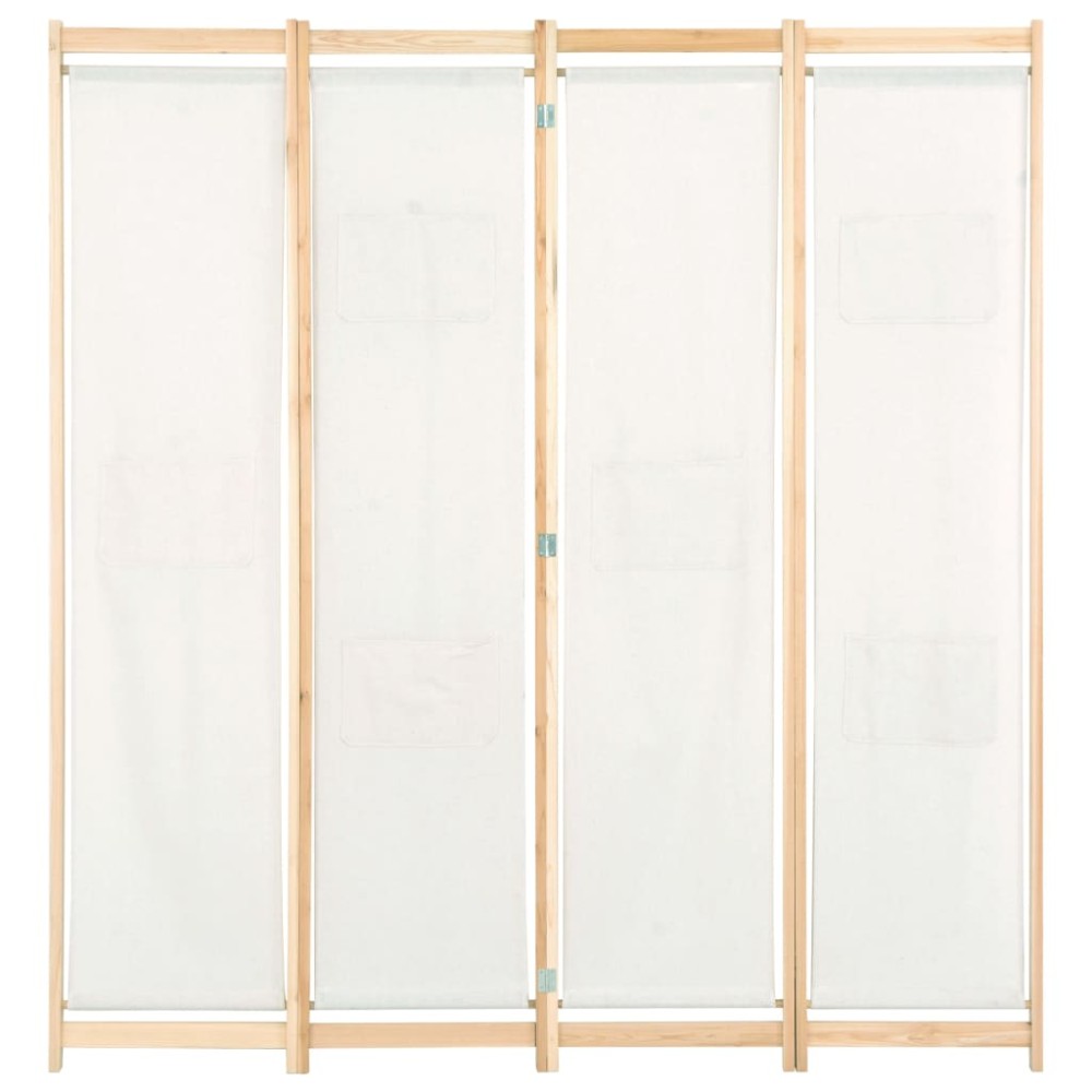 vidaXL Paravan de cameră cu 4 panouri, crem, 160x170x4 cm, textil