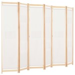 vidaXL Paravan cameră, 6 panouri, crem, 240x170 x4 cm, material textil vidaXL Paravan cameră, 6 panouri, crem, 240x170 x4 cm, material textil