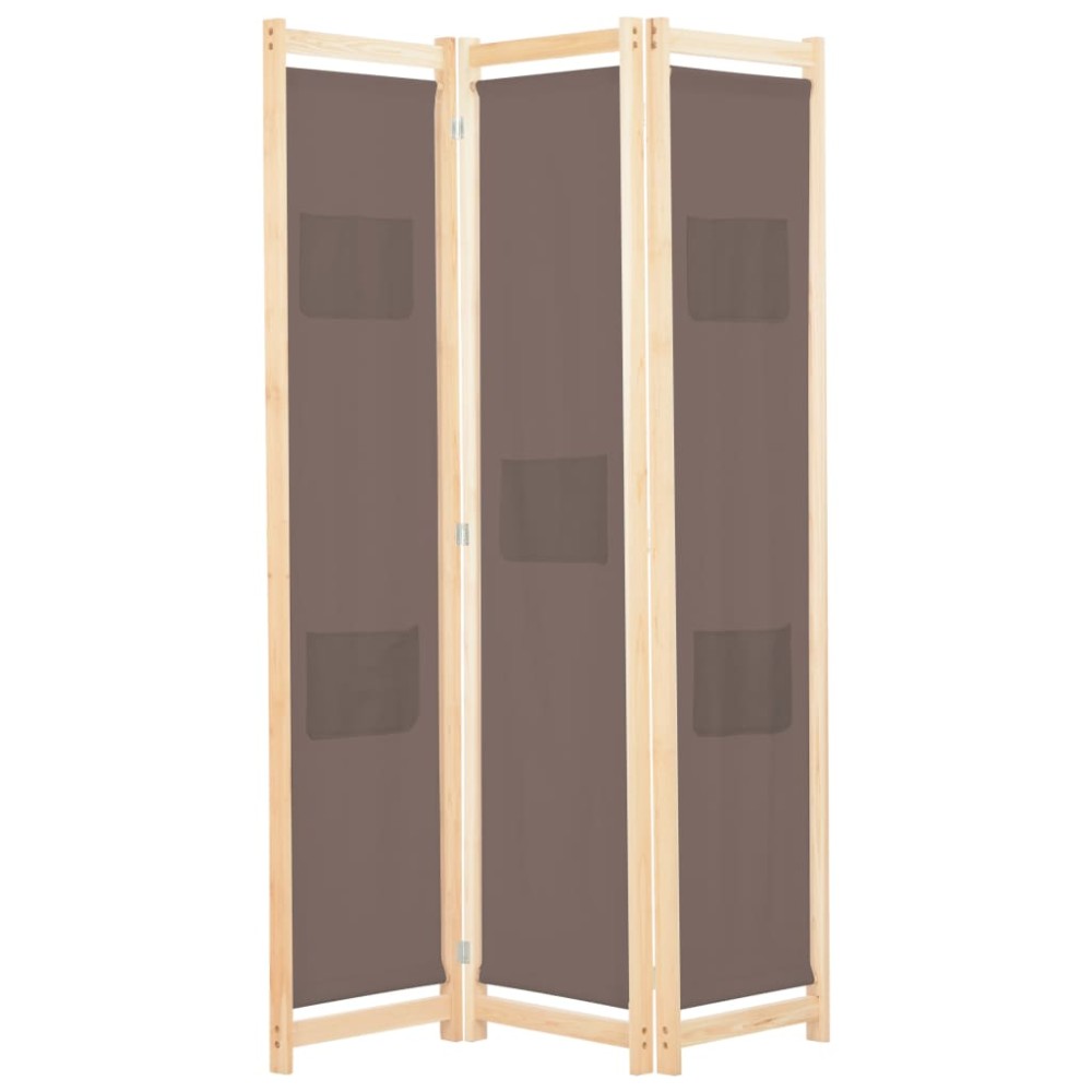 vidaXL Paravan de cameră cu 3 panouri, maro, 120x170x4 cm, textil