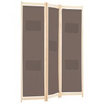 vidaXL Paravan de cameră cu 3 panouri, maro, 120x170x4 cm, textil vidaXL Paravan de cameră cu 3 panouri, maro, 120x170x4 cm, textil