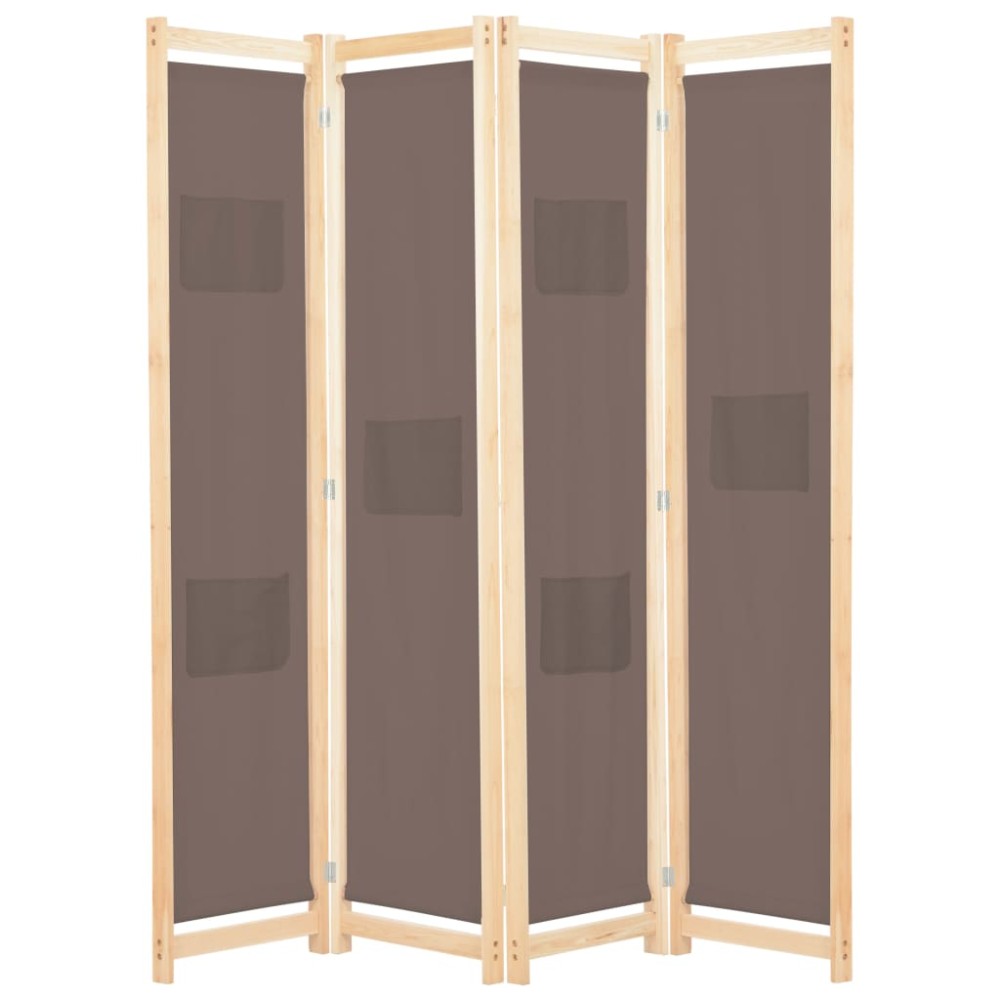 vidaXL Paravan de cameră cu 4 panouri, maro, 160x170x4 cm, textil
