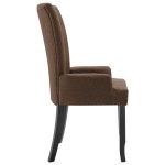 vidaXL Scaun de bucătărie cu brațe, maro, material textil vidaXL Scaun de bucătărie cu brațe, maro, material textil