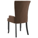 vidaXL Scaun de bucătărie cu brațe, maro, material textil vidaXL Scaun de bucătărie cu brațe, maro, material textil