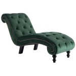 vidaXL Șezlong, verde, catifea vidaXL Șezlong, verde, catifea