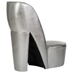 vidaXL Scaun, design toc înalt, argintiu, piele ecologică