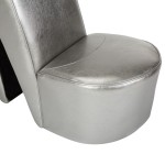 vidaXL Scaun, design toc înalt, argintiu, piele ecologică