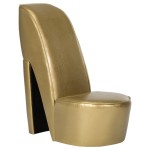 vidaXL Scaun, design toc înalt, auriu, piele ecologică vidaXL Scaun, design toc înalt, auriu, piele ecologică