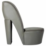 vidaXL Scaun, design toc înalt, gri, piele artificială