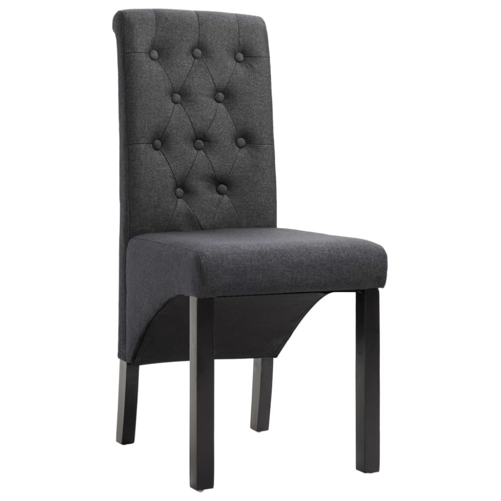 vidaXL Scaune de bucătărie, 2 buc., gri închis, material textil