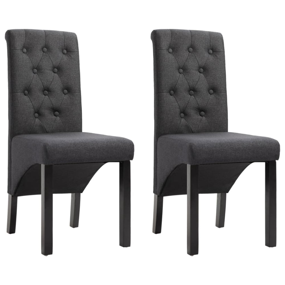 vidaXL Scaune de bucătărie, 2 buc., gri închis, material textil