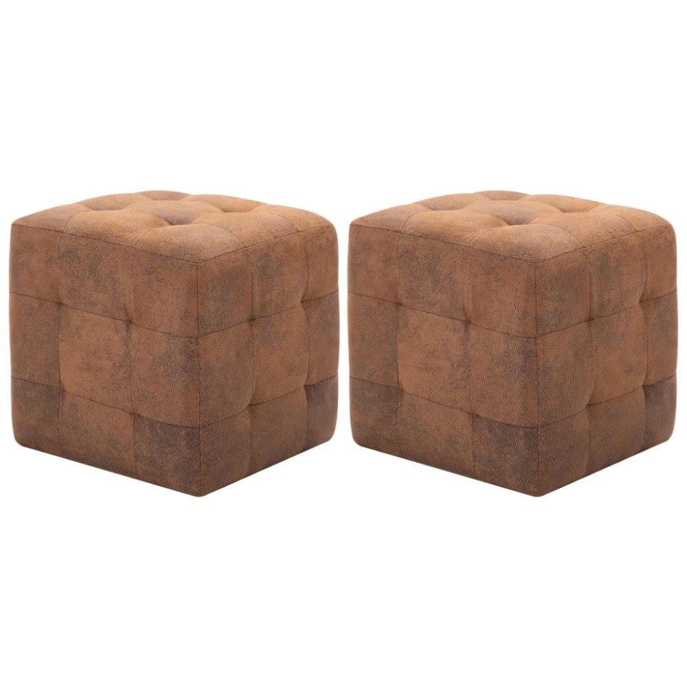 vidaXL Noptiere, 2 buc., maro, 30x30x30, piele întoarsă ecologică