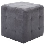 vidaXL Noptiere, 2 buc., gri, 30x30x30 cm, piele întoarsă ecologică vidaXL Noptiere, 2 buc., gri, 30x30x30 cm, piele întoarsă ecologică