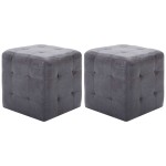 vidaXL Noptiere, 2 buc., gri, 30x30x30 cm, piele întoarsă ecologică vidaXL Noptiere, 2 buc., gri, 30x30x30 cm, piele întoarsă ecologică