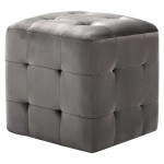 vidaXL Noptiere, 2 buc., gri, 30 x 30 x 30 cm, țesătură din catifea vidaXL Noptiere, 2 buc., gri, 30 x 30 x 30 cm, țesătură din catifea
