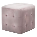 vidaXL Noptiere, 2 buc., roz, 30 x 30 x 30 cm, țesătură din catifea vidaXL Noptiere, 2 buc., roz, 30 x 30 x 30 cm, țesătură din catifea