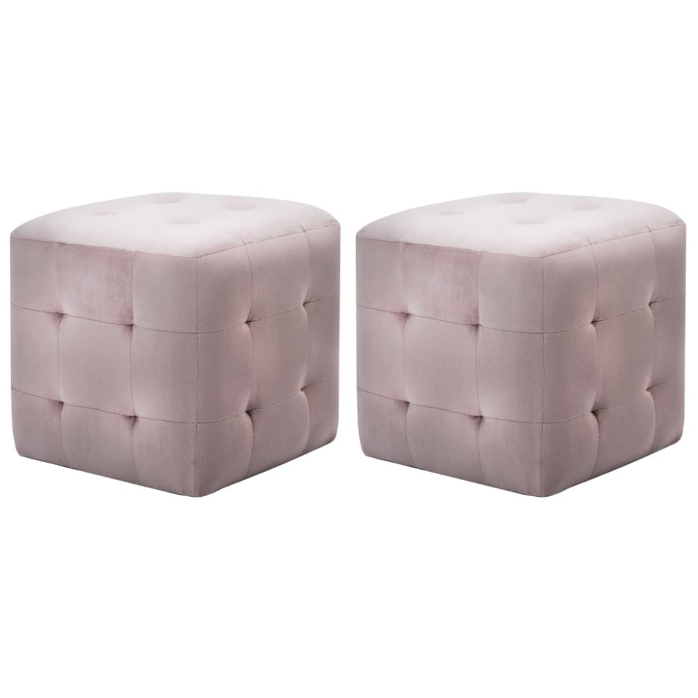 vidaXL Noptiere, 2 buc., roz, 30 x 30 x 30 cm, țesătură din catifea