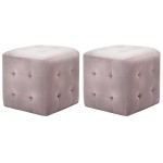 vidaXL Noptiere, 2 buc., roz, 30 x 30 x 30 cm, țesătură din catifea vidaXL Noptiere, 2 buc., roz, 30 x 30 x 30 cm, țesătură din catifea