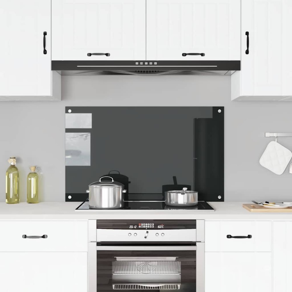 vidaXL Panou antistropi de bucătărie negru 100x60 cm sticlă securizată