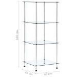 vidaXL Raft cu 4 niveluri transparent, 40x40x100 cm, sticlă securizată