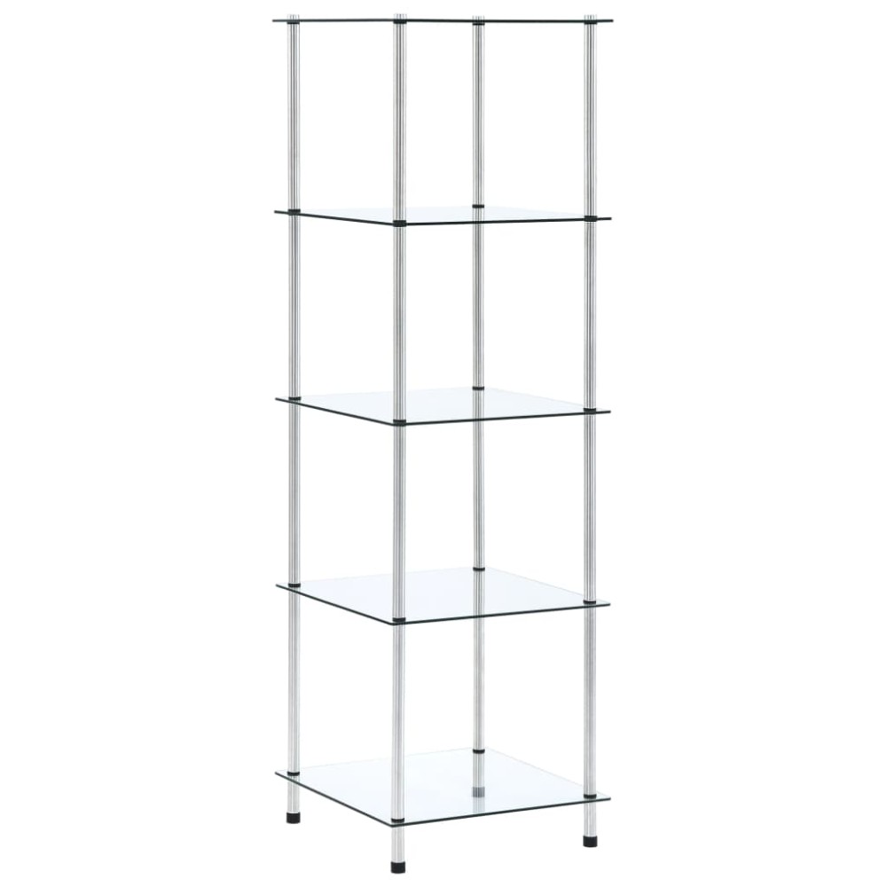 vidaXL Raft cu 5 niveluri transparent, 40x40x130 cm, sticlă securizată