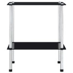vidaXL Raft cu 2 niveluri, negru, 40 x 40 x 47 cm, sticlă securizată vidaXL Raft cu 2 niveluri, negru, 40 x 40 x 47 cm, sticlă securizată