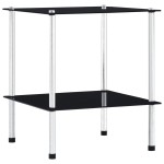 vidaXL Raft cu 2 niveluri, negru, 40 x 40 x 47 cm, sticlă securizată vidaXL Raft cu 2 niveluri, negru, 40 x 40 x 47 cm, sticlă securizată