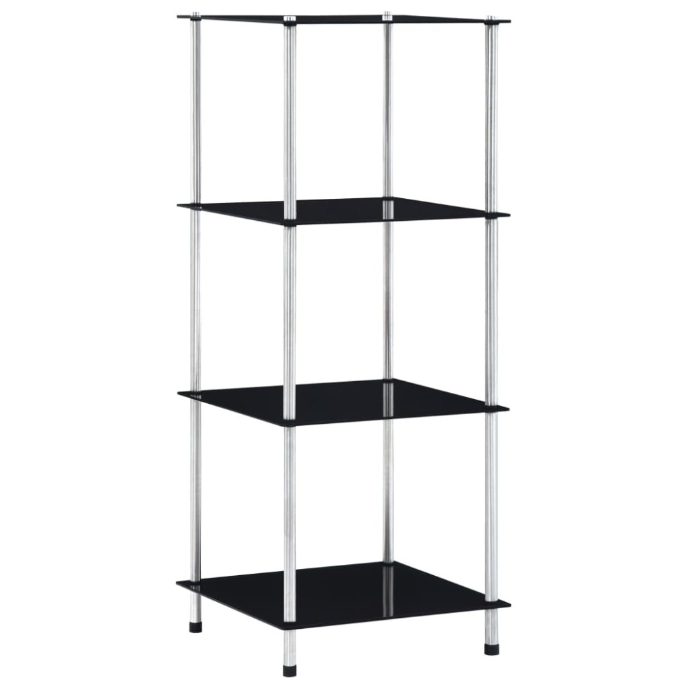 vidaXL Raft cu 4 niveluri, negru, 40 x 40 x 100 cm, sticlă securizată