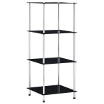 vidaXL Raft cu 4 niveluri, negru, 40 x 40 x 100 cm, sticlă securizată