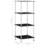vidaXL Raft cu 4 niveluri, negru, 40 x 40 x 100 cm, sticlă securizată