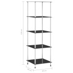 vidaXL Raft cu 5 niveluri, negru, 40 x 40 x 130 cm, sticlă securizată