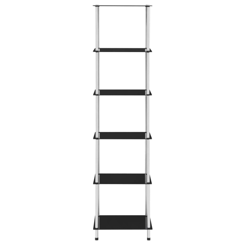 vidaXL Raft cu 6 niveluri, negru, 40 x 40 x 160 cm, sticlă securizată