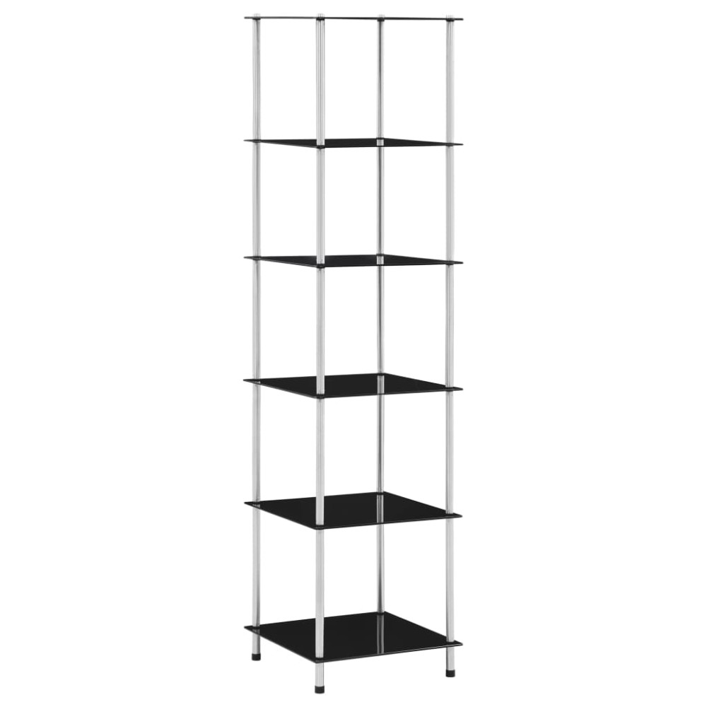 vidaXL Raft cu 6 niveluri, negru, 40 x 40 x 160 cm, sticlă securizată