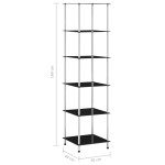 vidaXL Raft cu 6 niveluri, negru, 40 x 40 x 160 cm, sticlă securizată