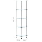 vidaXL Raft cu 5 niveluri transparent, 30x30x130 cm, sticlă securizată