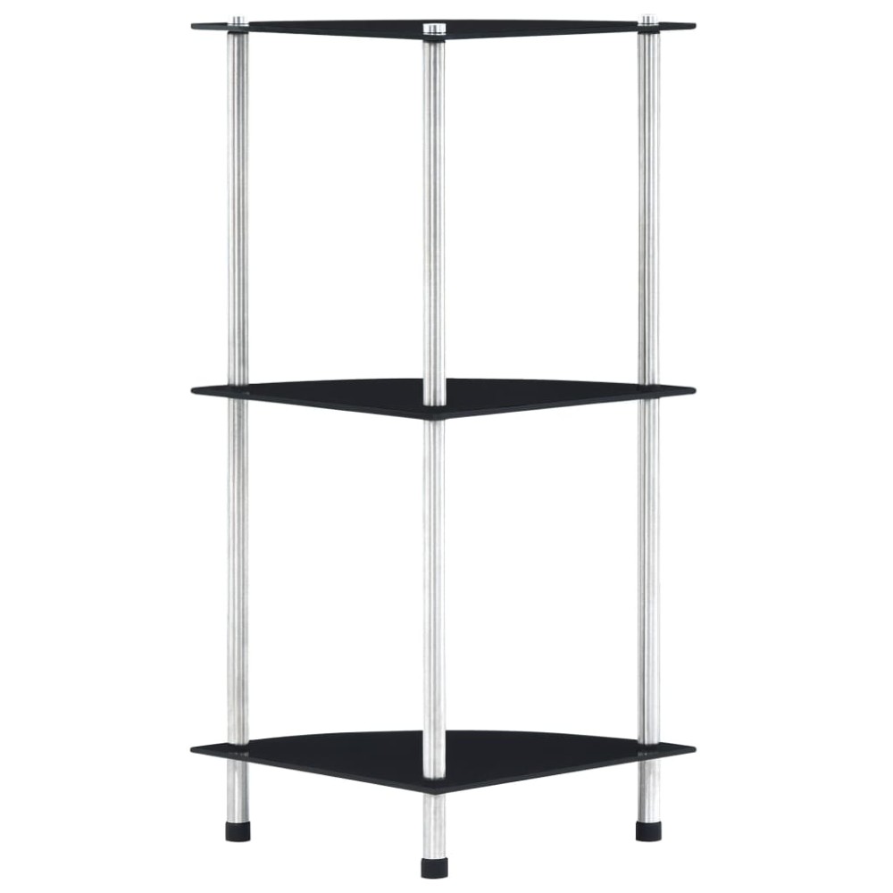 vidaXL Raft cu 3 niveluri, negru, 30 x 30 x 67 cm, sticlă securizată