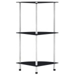 vidaXL Raft cu 3 niveluri, negru, 30 x 30 x 67 cm, sticlă securizată vidaXL Raft cu 3 niveluri, negru, 30 x 30 x 67 cm, sticlă securizată