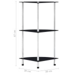 vidaXL Raft cu 3 niveluri, negru, 30 x 30 x 67 cm, sticlă securizată vidaXL Raft cu 3 niveluri, negru, 30 x 30 x 67 cm, sticlă securizată
