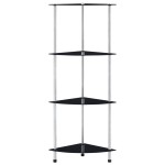 vidaXL Raft cu 4 niveluri, negru, 30 x 30 x 100 cm, sticlă securizată