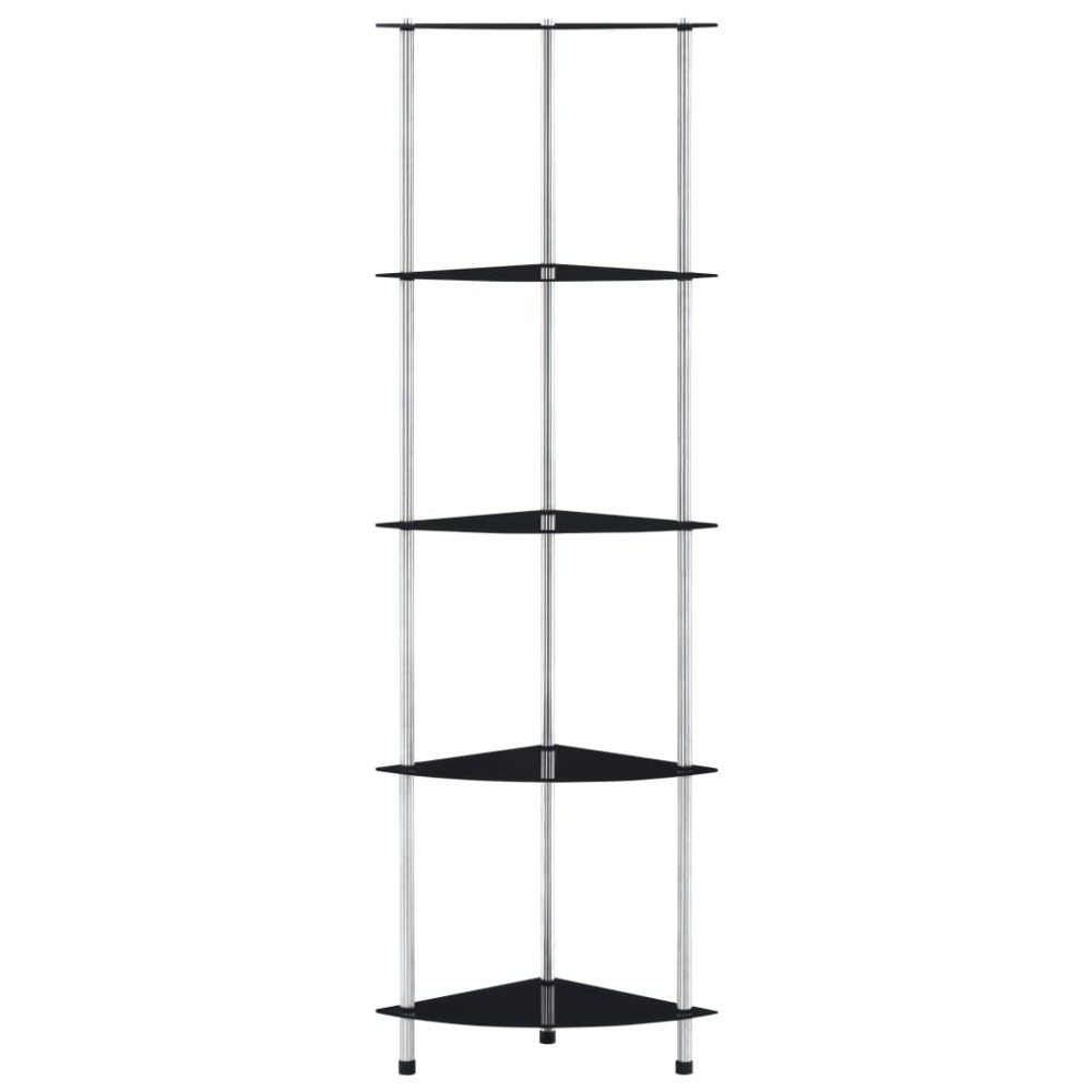 vidaXL Raft cu 5 niveluri, negru, 30 x 30 x 130 cm, sticlă securizată