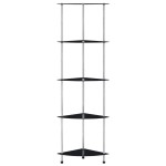 vidaXL Raft cu 5 niveluri, negru, 30 x 30 x 130 cm, sticlă securizată