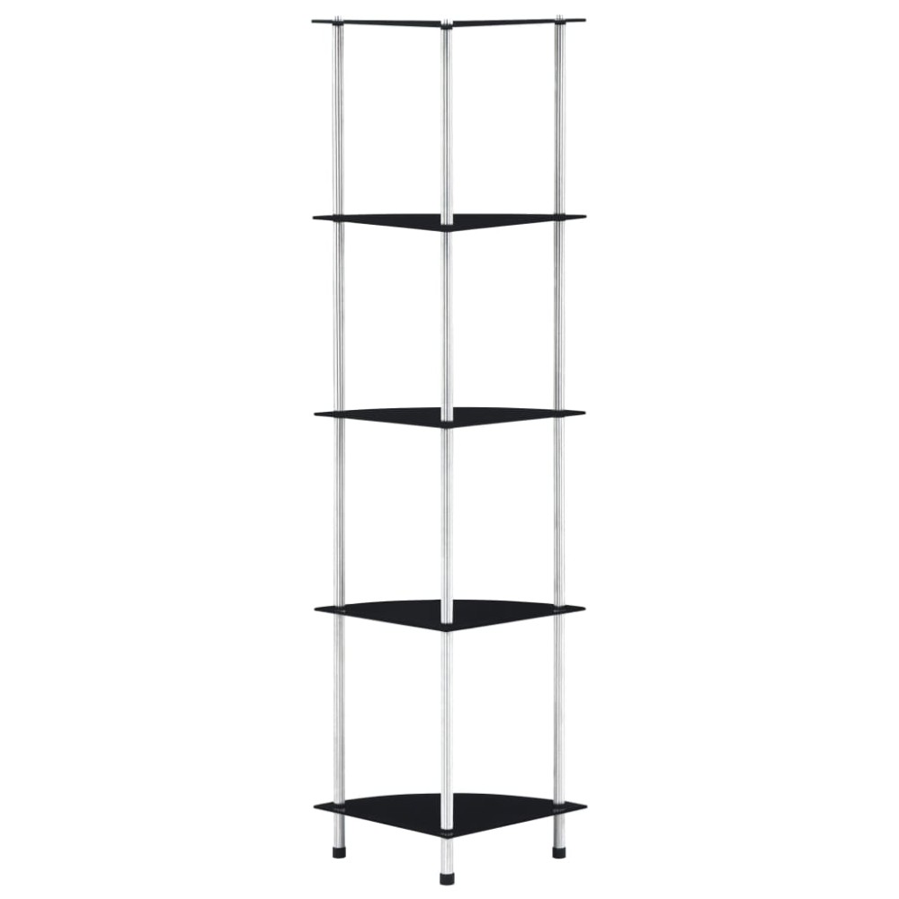 vidaXL Raft cu 5 niveluri, negru, 30 x 30 x 130 cm, sticlă securizată