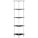 vidaXL Raft cu 5 niveluri, negru, 30 x 30 x 130 cm, sticlă securizată