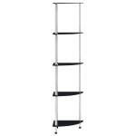 vidaXL Raft cu 5 niveluri, negru, 30 x 30 x 130 cm, sticlă securizată