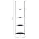vidaXL Raft cu 5 niveluri, negru, 30 x 30 x 130 cm, sticlă securizată