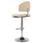 vidaXL Scaun de bar, crem, piele ecologică