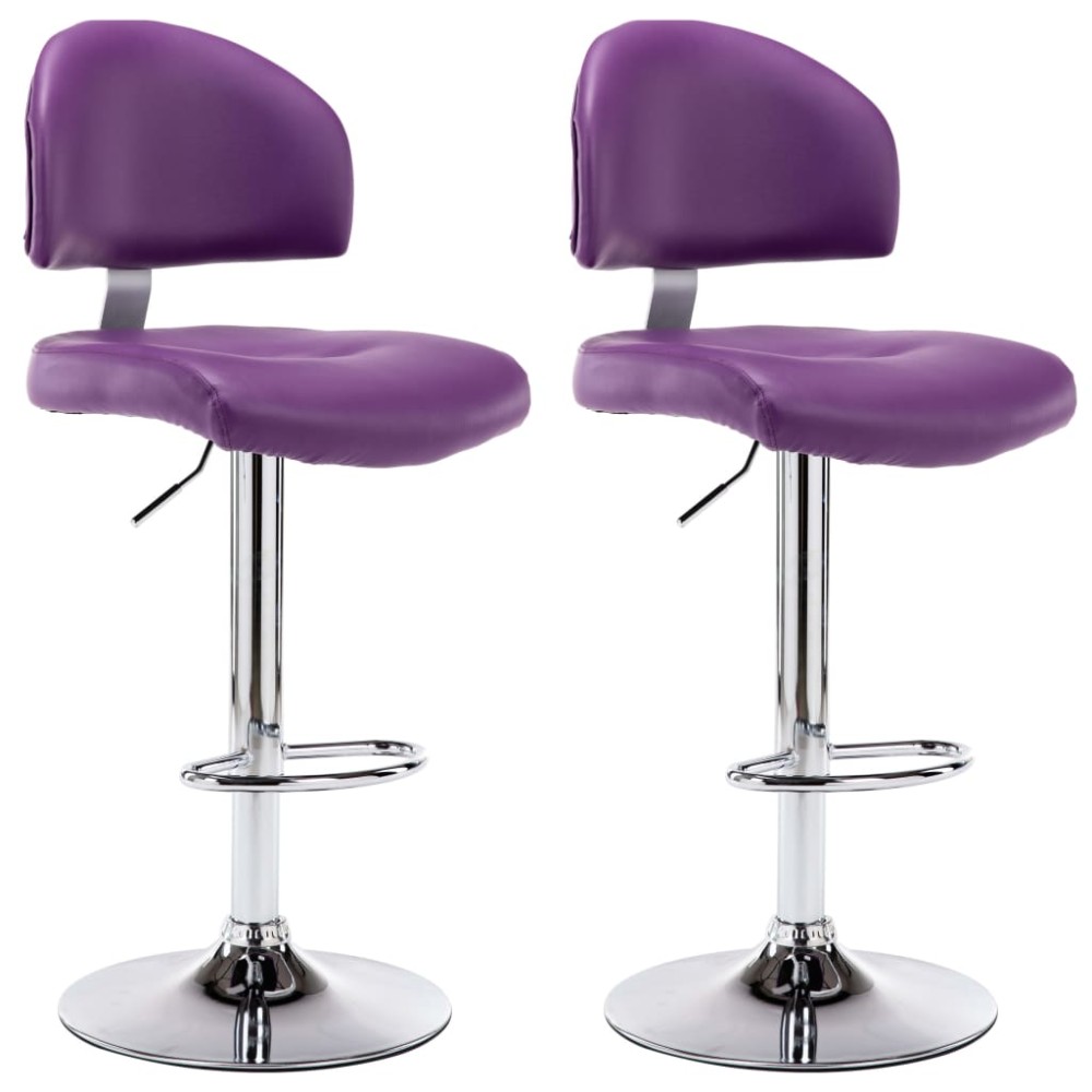 vidaXL Scaune de bar, 2 buc., violet, piele ecologică