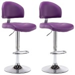 vidaXL Scaune de bar, 2 buc., violet, piele ecologică