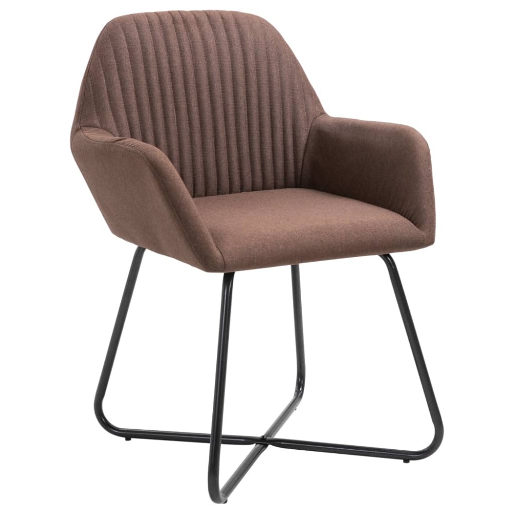 vidaXL Scaune de bucătărie, 2 buc., maro, material textil