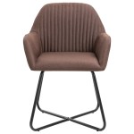 vidaXL Scaune de bucătărie, 2 buc., maro, material textil
